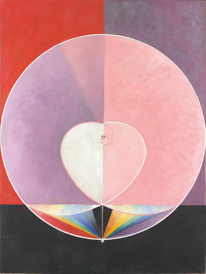 Hilma af Klint: Taube Nr 2, Gruppe IX, Serie UW, 1915, Öl auf Leinwand, 151 x 152 cm, Stiftelsen Hilma af Klints Verk, Stockholm