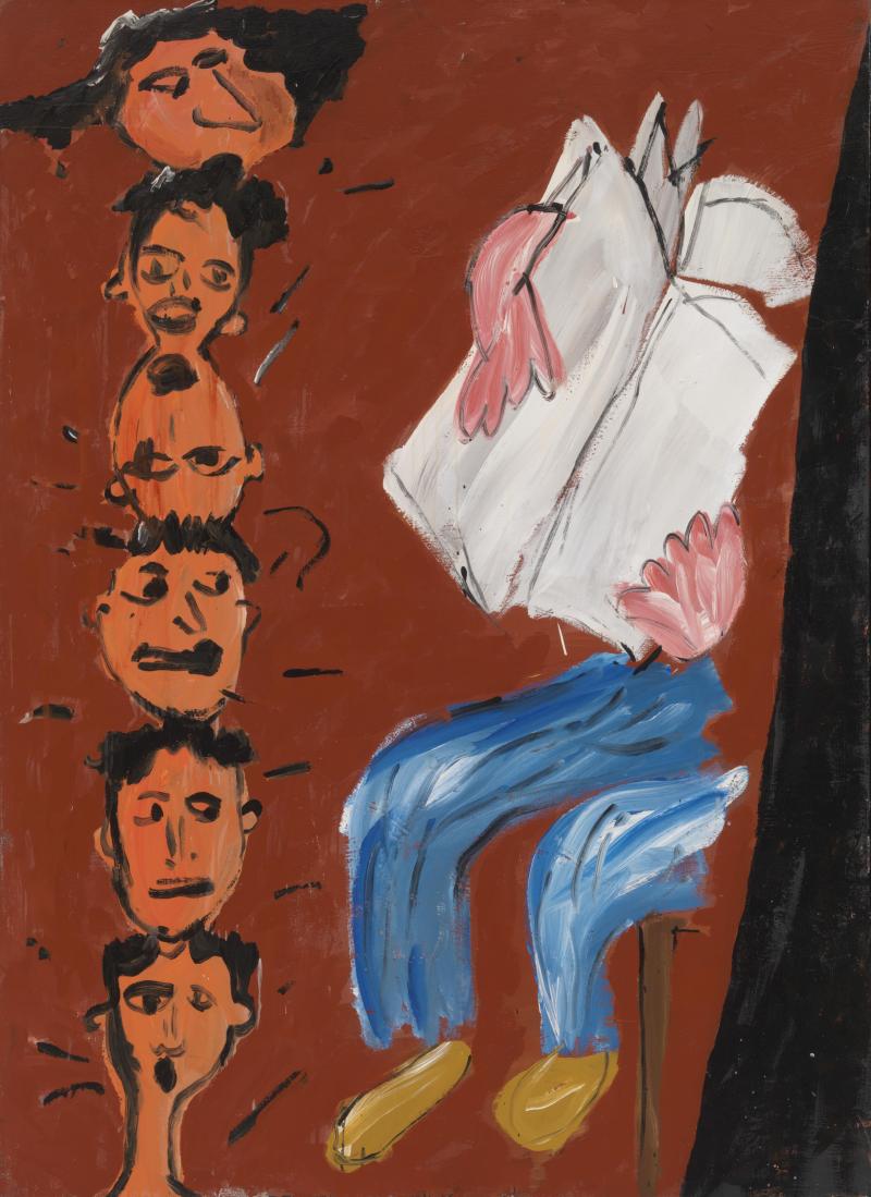 Walter Dahn (*1954): Die Mülheimer Freiheit (Zeitungsleser), 1981, Kunstharzfarbe auf Nessel, 180,5 x 130 cm Seit 2008 Sammlung Michael und Eleonore Stoffel in den Bayerischen Staatsgemäldesammlungen  © Walter Dahn / Courtesy Sprüth Magers