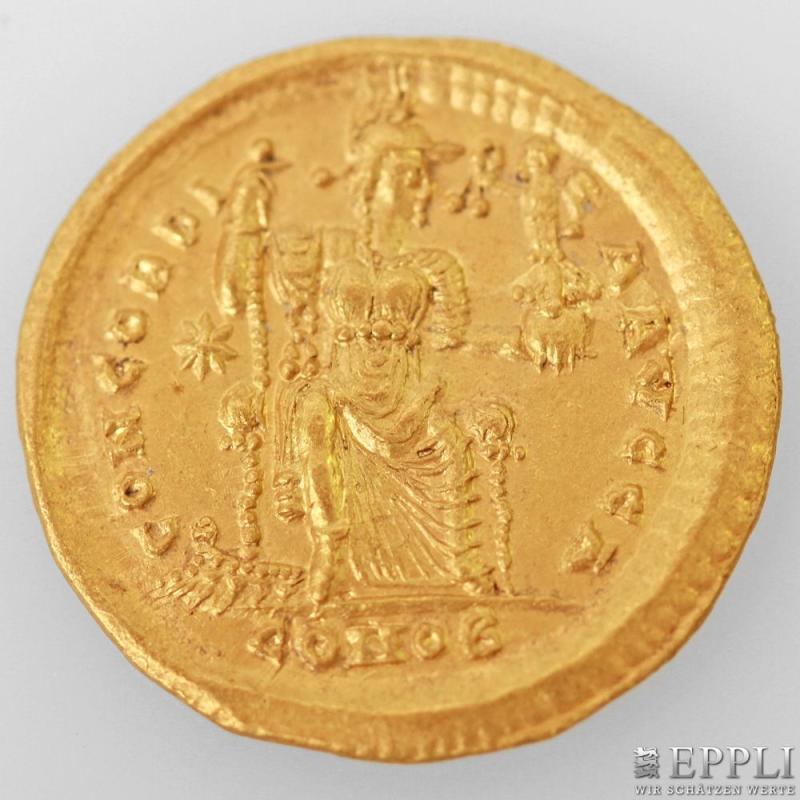 840937 Antikes Römisches Ostreich - Theodosius II., (402-456 n. Chr.), GOLD Solidus, Mzz. Constantinopel, 408-420 n. Chr. Aufrufpreis: 450,00 €