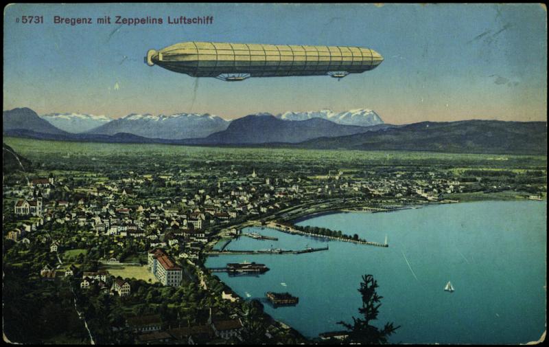 Bregenz mit Zeppelin (ca. 1923)