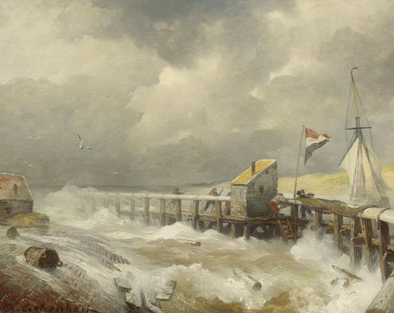 Lot 74 Andreas Achenbach Sturm an der Mole, Schätzpreis: € 5.000 - € 6.000