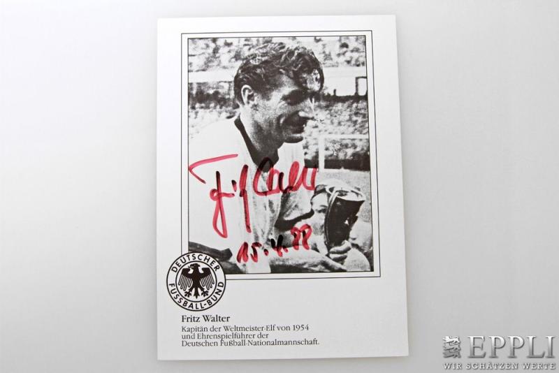 Autographen - Fritz Walter, 1920-2002  Fußball-Legende, datiert 15.4.88      Aufrufnummer: 50 Aufrufpreis: ohne Limit