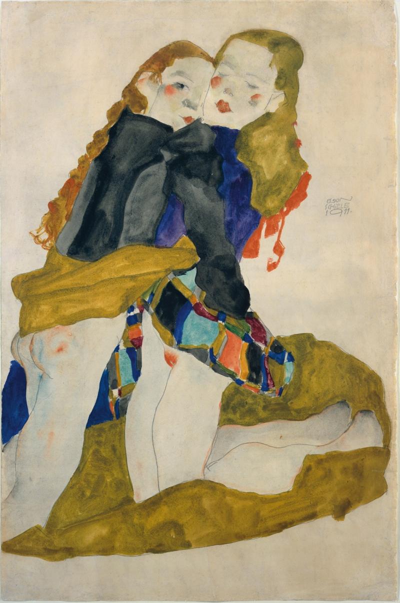 Egon Schiele, Knieende Mädchen, 1911 Gouache, Aquarell und Bleistift auf Papier 47,2 x 31,5 cm