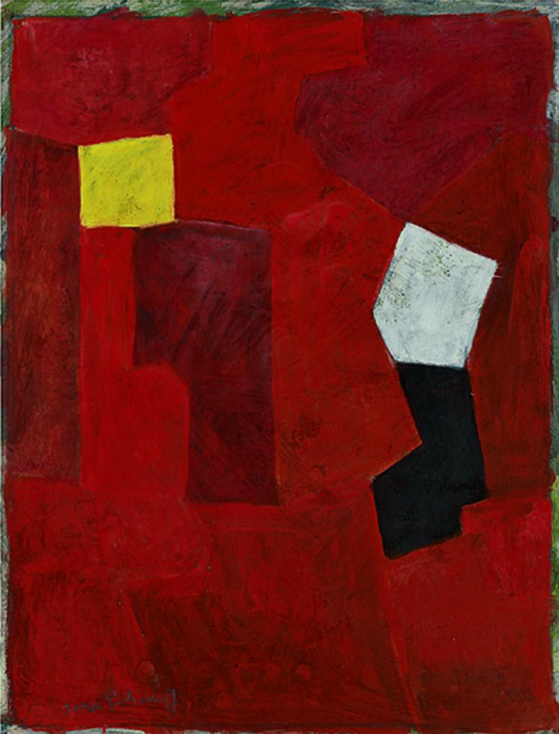 Serge Poliakoff (Moskau 1900-1969 Paris) Composition à dominant rouge Mischtechnik auf Papier auf Leinwand, 1965 64 x 50 cm Signiert Angeboten von Galerie Koch