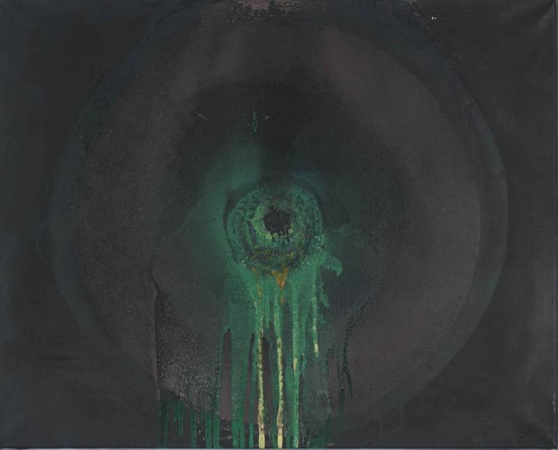 Piene, Otto 1928 Laasphe - 2014 Berlin  Le vert et le noir. 1962/72   Öl auf Leinwand  87 x 106,5 cm Verso signiert, datiert und betitelt. Schätzpreis:	60.000 - 80.000 EUR