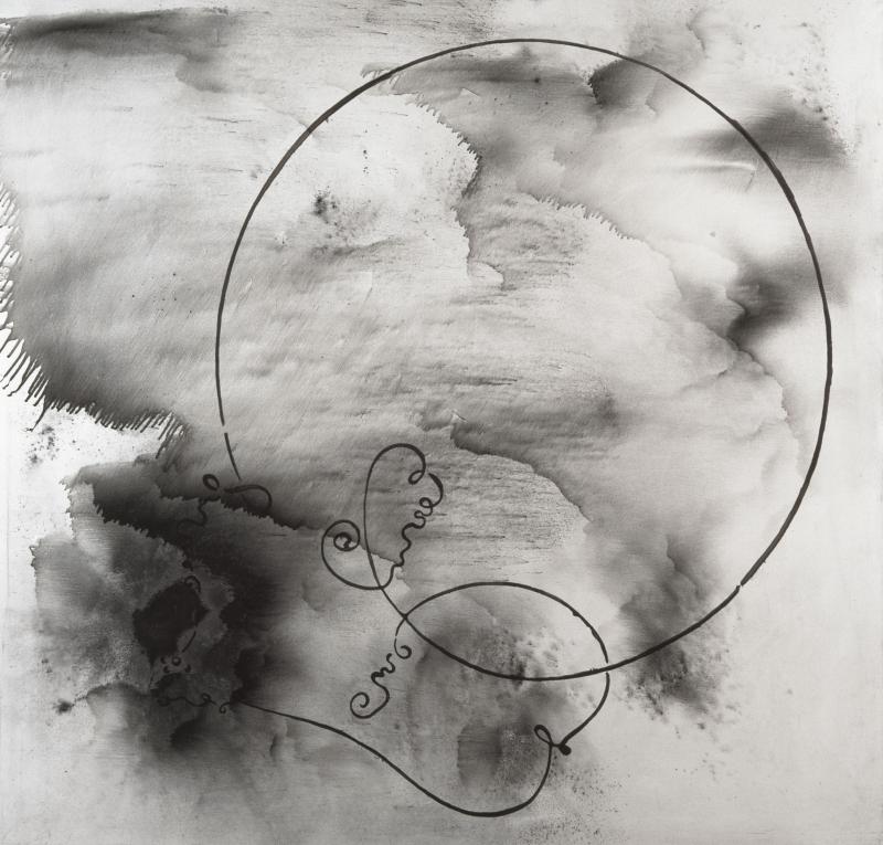 Sigmar Polke, Experentia/Solertia, 1986. Grafit, Silber, Sepia auf Leinwand, 200 × 190 cm. Erworben 1992  © The Estate of Sigmar Polke, Cologne / VG Bild-Kunst, Bonn 2015