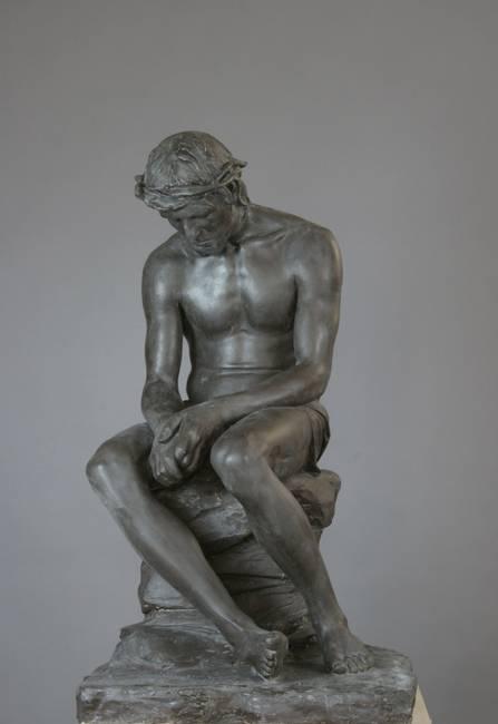 August Hudler, Ecce homo, um 1904, Gips, farbig gefasst, schwarze Bronze imitierend; Copyright: Skulpturensammlung, SKD, Foto: Hans Effenberger