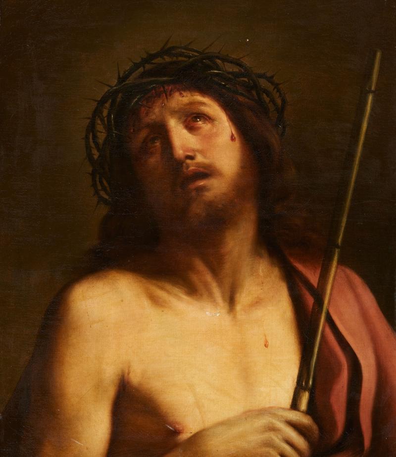 Giovanni Franceso Barbieri, genannt Il Guercino, Werkstatt  1591 Cento - 1666 Bologna  Ecce Homo  Öl auf Leinwand (doubliert). 67,3 x 53,3 cm.   Schätzpreis: €8.000 - €10.000