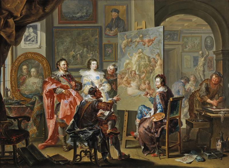 Johann Georg Platzer (1704-1761)  Im Atelier des Malers,  Öl auf Kupfer, 47,6 x 64,5 cm  Schätzwert € 150.000-200.000  Auktion 19. April 2016