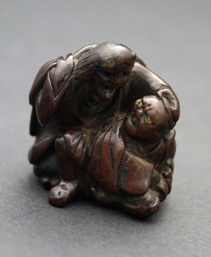 Netsuke, Mann und Gespenst, signiert Miwa, Schätzpreis:	600 EUR