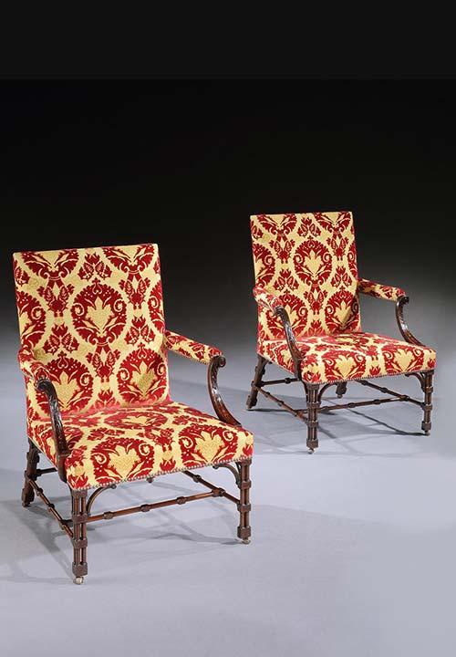 A Set of Four George III Mahogany Library Armchairs  English, circa 1760   Ronald Phillips Ltd