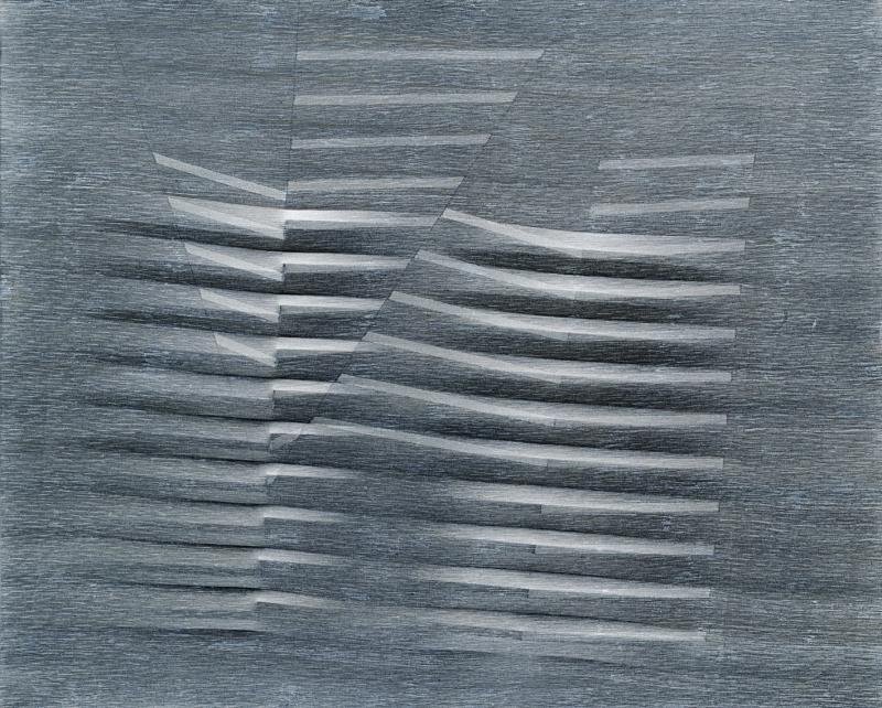 Agostino Bonalumi (1935 - 2013) Grigio, 1987, Vinyl Tempera und reliefierte Leinwand, 130 x 162 cm  Schätzwert € 150.000 - 200.000  Auktion 1. Juni 2016