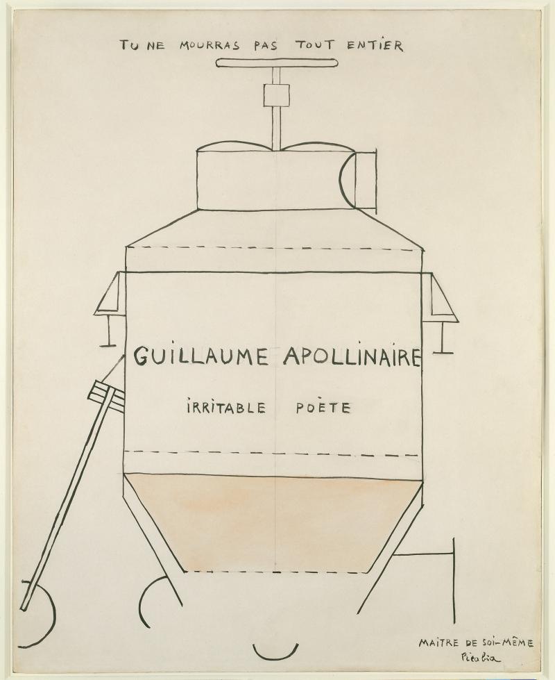 Francis Picabia Guillaume Apollinaire, 1918 Tinte, Aquarell und Bleistift auf Papier, 58 x 45,7 cm Collection Natalie and Léon Seroussi © 2016 ProLitteris, Zürich