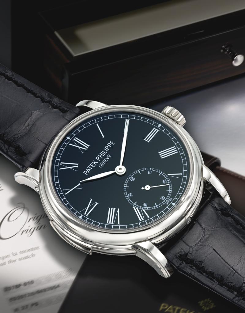 Lot 128 Property Of A Private Collector Patek Philippe A Very Fine And Rare Platinum Automatic Minute Repeating Wristwatch With Black Lacquer Dial  Ref 5078 Circa 2012 Est. $220/320,000 Sold for $ 274,000