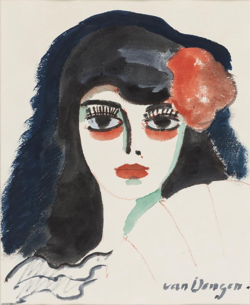 GALERIE DE LA BÉRAUDIÈRE  PORTRAIT OF A SPANISH GIRL  Portrait of a Spanish girl Kees Van Dongen (Delftshaven 1877 - 1968 Monaco) Gouache on paper 48,5 x 41,5 cm