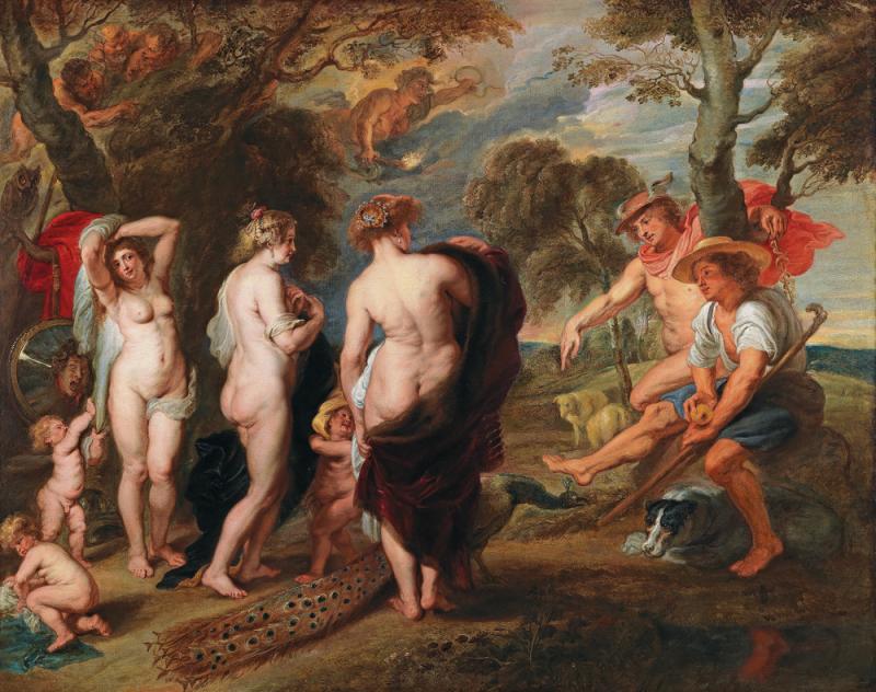 Lot Nr. 27 Peter Paul Rubens (Siegen 1577–1640 Antwerpen) Werkstatt  Das Urteil des Paris,  Öl auf Leinwand, 148 x 188 cm  erzielter Preis € 868.733