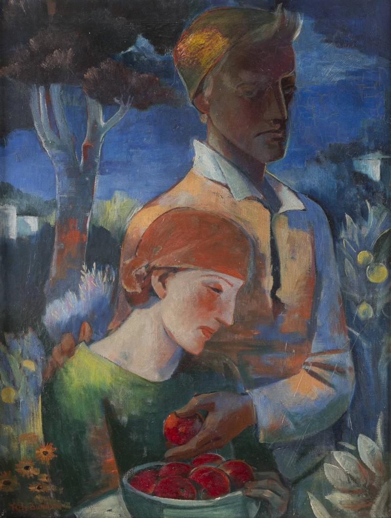 FRITZ BURMANN (1892-1945), Paar im Garten, Öl auf Leinwand. 85 cm x 65 cm. Erlös 10.000,- €