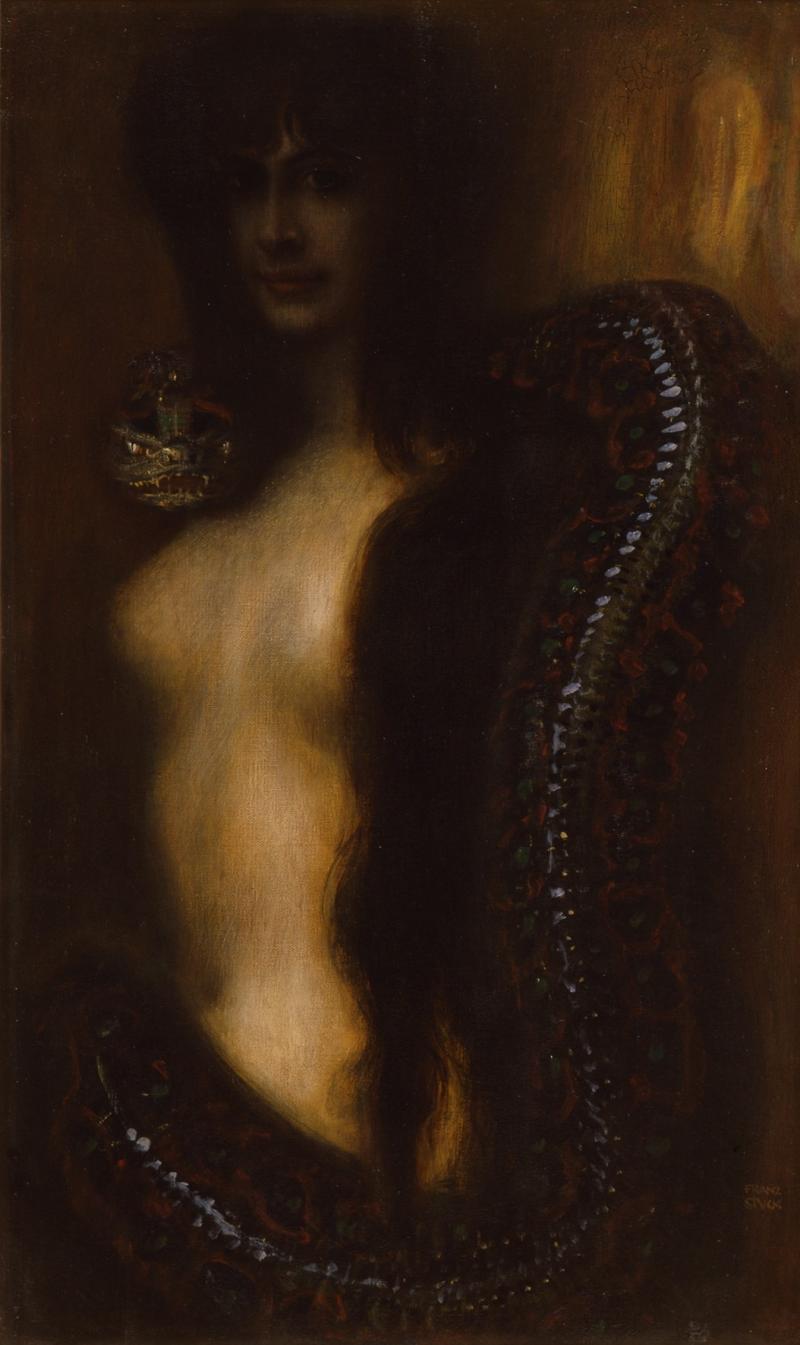 Franz von Stuck, Die Sünde, um 1893 Sammlung Galerie Katharina Büttiker, Zürich, Foto: © Galerie Katharina Büttiker, Zürich Öl auf Leinwand 88 x 53,5 cm