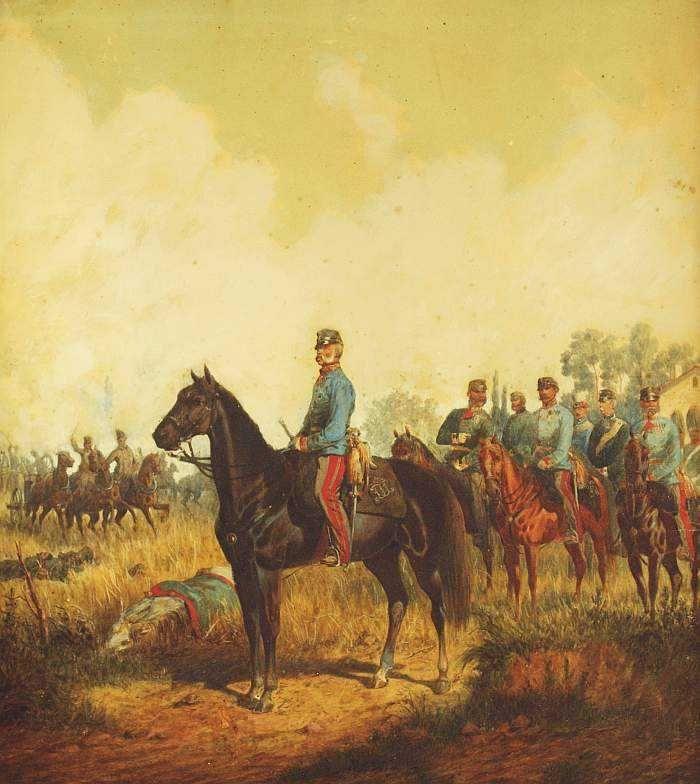 Major August Ritter von Maly. Geboren 1830 - 1896. "Albrecht von Österreich mit Gefolge".  Mindestpreis:	3.000 EUR