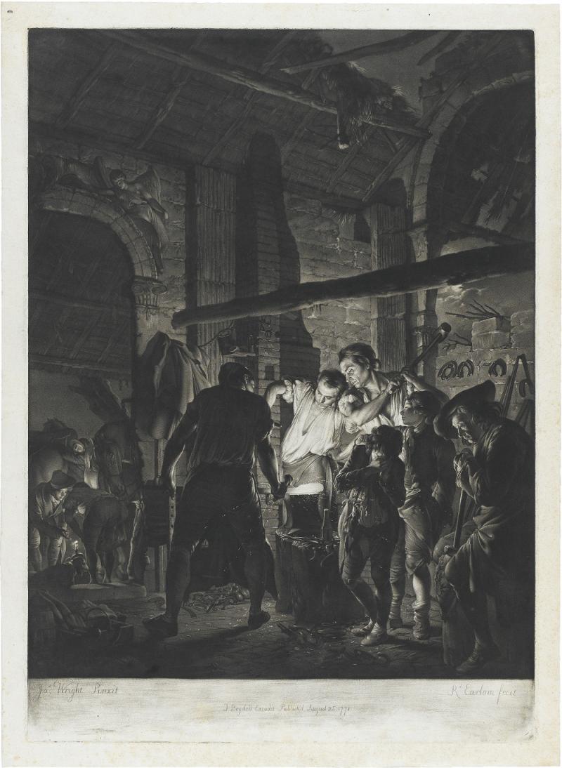 Richard Earlom nach Joseph Wright of Derby, Die Schmiede, 1771, Staatsgalerie Stuttgart, Graphische Sammlung