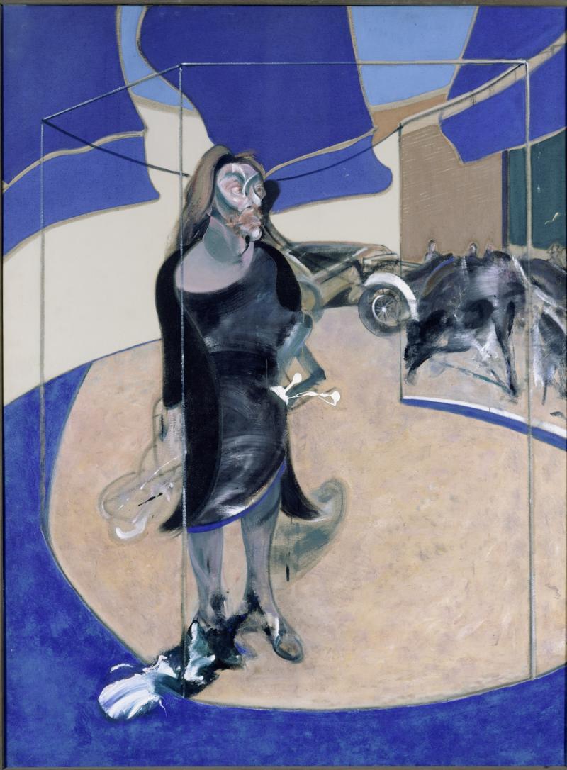 Francis Bacon, Porträt Isabel Rawsthorne, auf einer Straße in Soho stehend, 1967, Öl auf Leinwand, 198 x 147,4 cm, Staatliche Museen zu Berlin, Nationalgalerie, erworben 1967 durch das Land Berlin, © The Estate of Francis Bacon. All rights reserved/VG Bild-Kunst, Bonn 2016