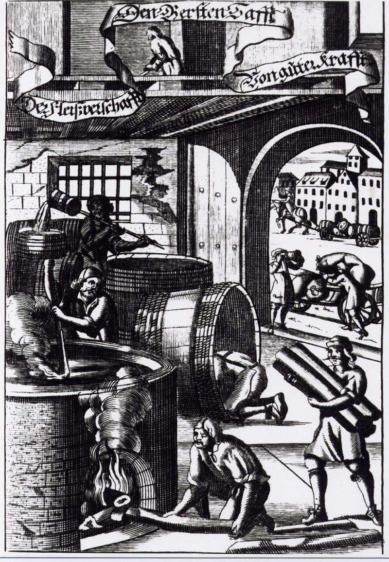 Die Kunst des Bierbrauens, Illustration um 1700  Foto SLUB Dresden