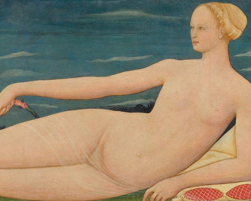 PAOLO SCHIAVO (Florence 1397 - 1478 Pisa). Venus und Amor (Detail). Um 1440-45. Tempera auf Holz. 50,8 x 170 cm. CHF 250 000 - 350 000.