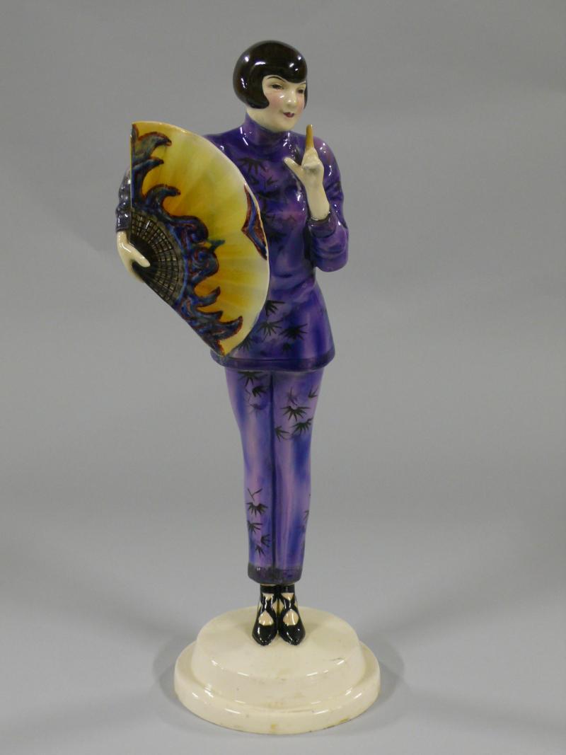 Josef Lorenzl, Figur Fächerdame, Manufaktur Goldscheider, 1929. Keramik, bemalt, bunt glasiert © MAK