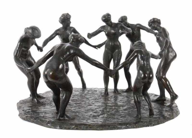 Serruys, Yvonne 1873 - 1953, Bildhauerin in Paris, verehel. Mille. "Blinde-Kuh-Spiel", Bronze,  Mindestpreis:	5.700 EUR