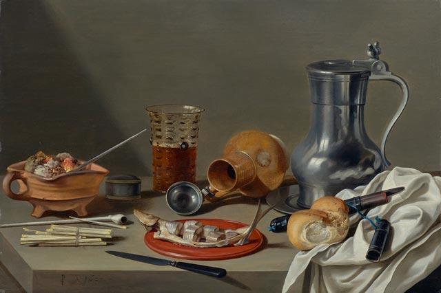 PIETER CLAESZ. (Berchem/Antwerpen 1597–1661 Haarlem). Raucherstillleben. 1627. Öl auf Holz. CHF 500 000 – 700 000.