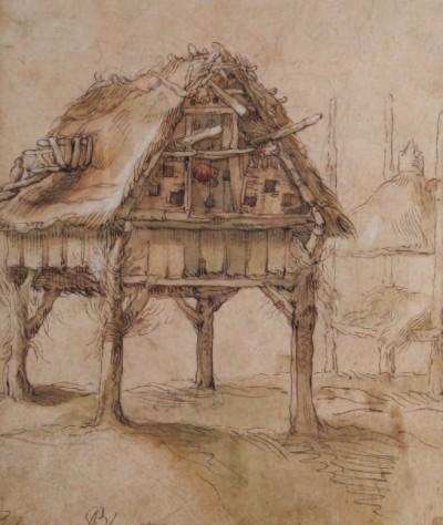 Abraham Bloemaert (Dutch 1566-1561), A Dovecote, ink and wash on paper, Lyman Allyn Art Museum, 1939.18. Master Drawings Vol. 55, No. 1