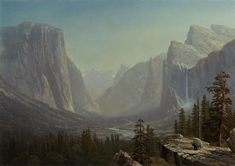 Lot 55 Albert Bierstadt Yosemite signed A. Bierstadt lower right oil on canvas 20 by 28 inches (50.8 by 71.1 cm) Painted circa 1875. Estimate $1.5/2.5 million