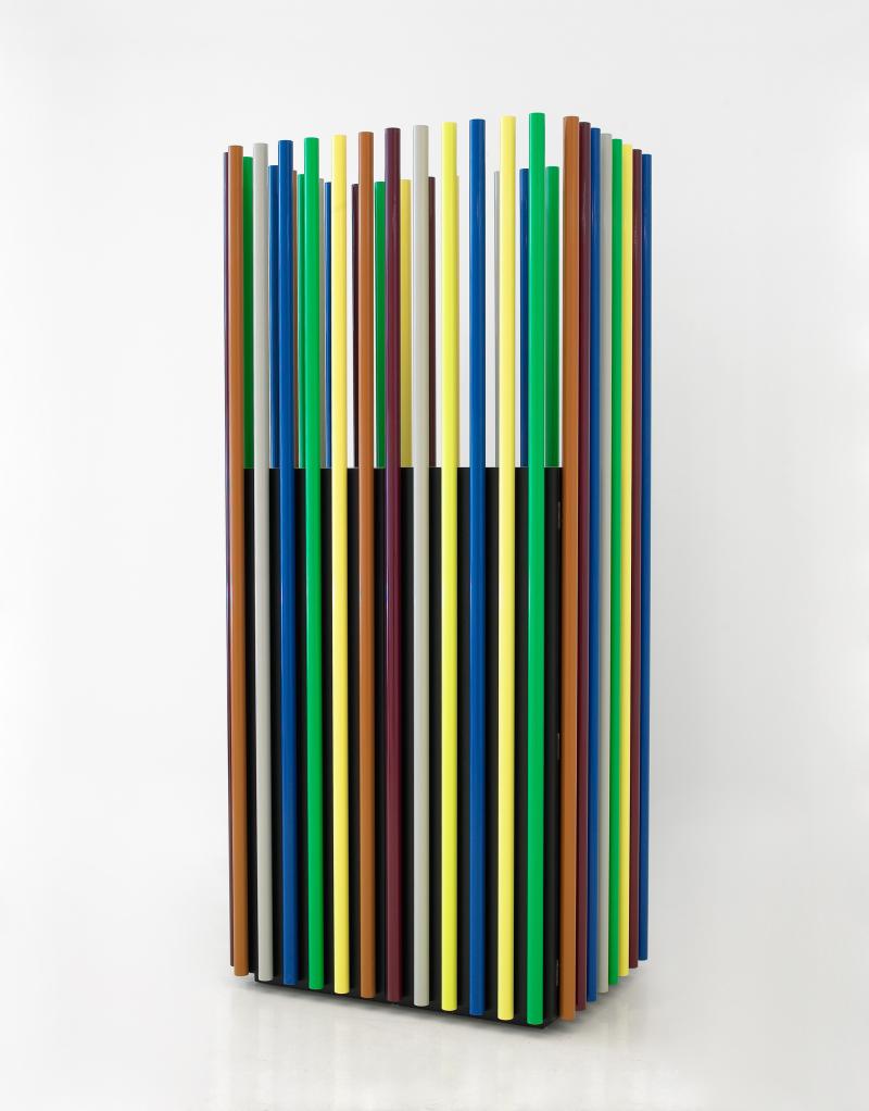 Name: Girotondo Typology: cabinet Editor: Zanotta Edizioni, limited edition  Year: 2002 Country: Italy Material / Technic: tinted wood and lacquered metal Size: 78cm x 53cm x 173cm Photo Credit: Fabrice Gousset