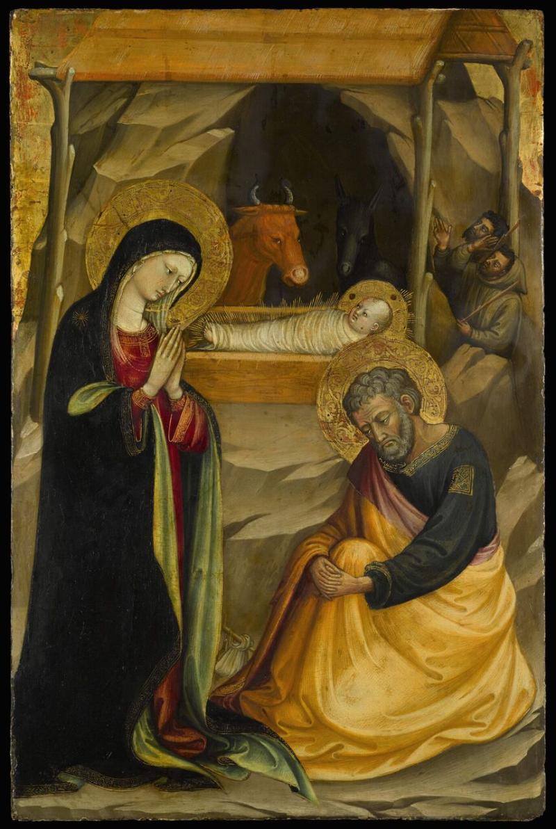 ot 23 Property from a Collection formed by Franz von Lenbach (1836–1904)BICCI DI LORENZO Florence 1373 - 1452 THE NATIVITY tempera on poplar panel, gold ground 88 x 58 cm.; 34з x 22и in.Est. £300,000-500,000 / € 336,000-560,000 / $369,000-615,000