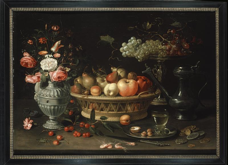 Clara Peeters Werkzaam in Antwerpen, c.1607-1621 of later Stilleven met vruchten en bloemen, c.1612-1613 Koper, 64 x 89 cm Oxford, Ashmolean Museum, Bequeathed by Daisy Linda Ward, 1939