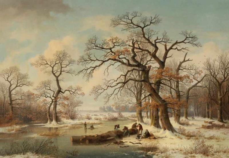 Edmund Koken 1814 Hannover - 1872 Hannover - Winterlandschaft mit der Silhouette von Hannover - Öl/Lwd. 78 x 111 cm.  Zuschlagspreis:	6.500 EUR