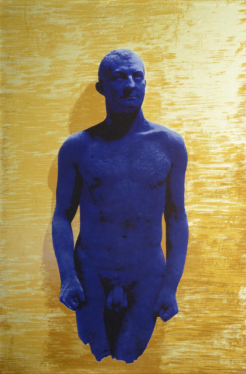 Yves Klein: Anthropometrie in IKB vor Monogold, 1965 Ausstellungsplakat (Detail), Galerie Alexandre Iolas, Paris, Staatliche Museen zu Berlin, Kunstbibliothek, © bpk / Staatliche Museen zu Berlin, Kunstbibliothek / VG Bild-Kunst, Bonn 2017