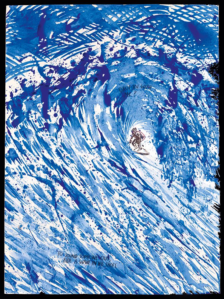 No Title (Drop in with...), 1999 The notion of escape from expectations of others and the anti-hero is one of the strongest identities within the Pettibon character lexicon. The most significant – or perhaps recognisable