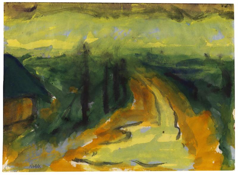 Emil Nolde Marschlandschaft, um 1920 Aquarell auf Japan, 35,1 x 47, 9 cm Aufruf: 95.000 € Ergebnis: 170.800 € Leihgabe aus Privatbesitz, Berlin