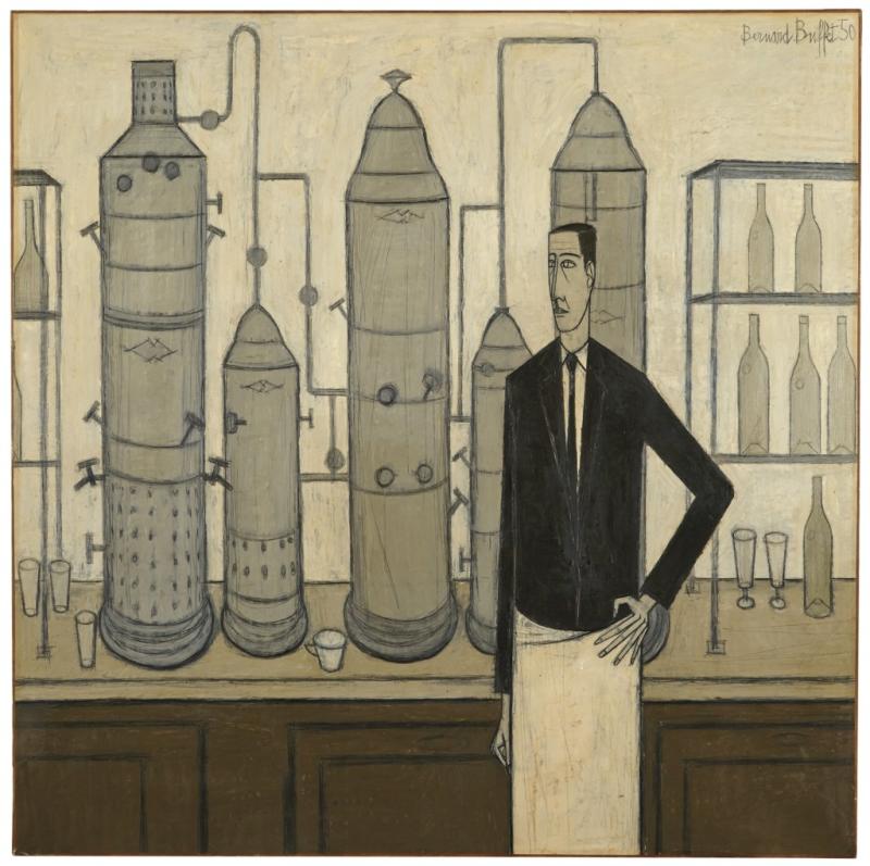 Bernard Buffet, Le bar du Liberty's, 1950 Sammlung Klewan Öl auf Leinwand 160 × 160 cm