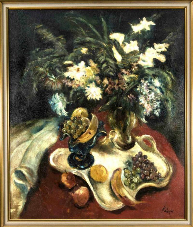 Paul Kuhfuss (1883-1960), Stillleben mit Blumen und Tablett, Mindestpreis:	3.000 EUR