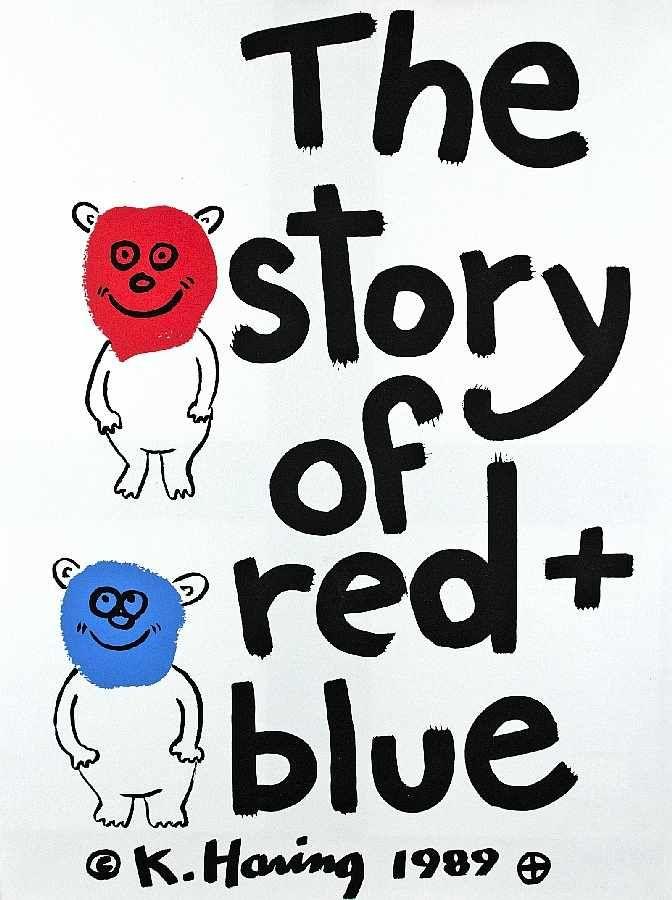 Keith Haring 1958 Kutztown - 1990 New York The story of red + blue 		Schätzpreis:	4.000 - 6.000 EUR Zuschlagspreis:	15.000 EUR