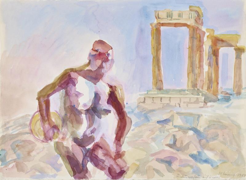 Maria Lassnig, Diskuswerferin auf Lindos, 1983 (c) Maria Lassnig Stiftung, Foto: Roland Krauss