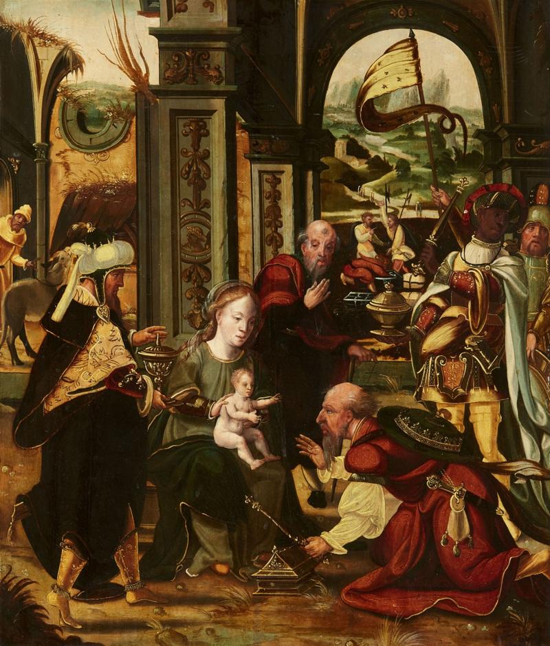 Lot 8  Pieter Coecke van Aelst, Nachfolge Anbetung der Heiligen Drei Könige, Schätzpreis: € 6.000 - € 8.000