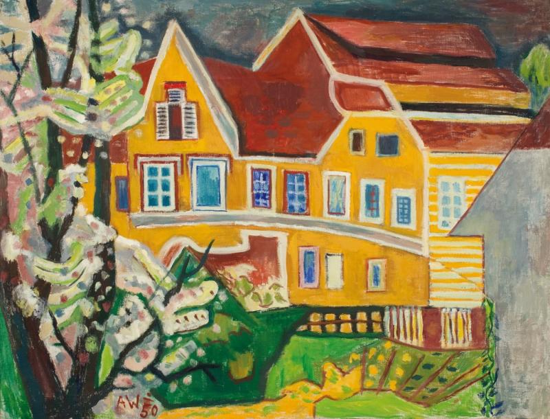 Alfred Wickenburg, Altes Haus im Frühling, 1950 © Belvedere, Wien/Leihgabe aus Privatbesitz, New York Öl auf Leinwand, 99,4 x 129,5 cm