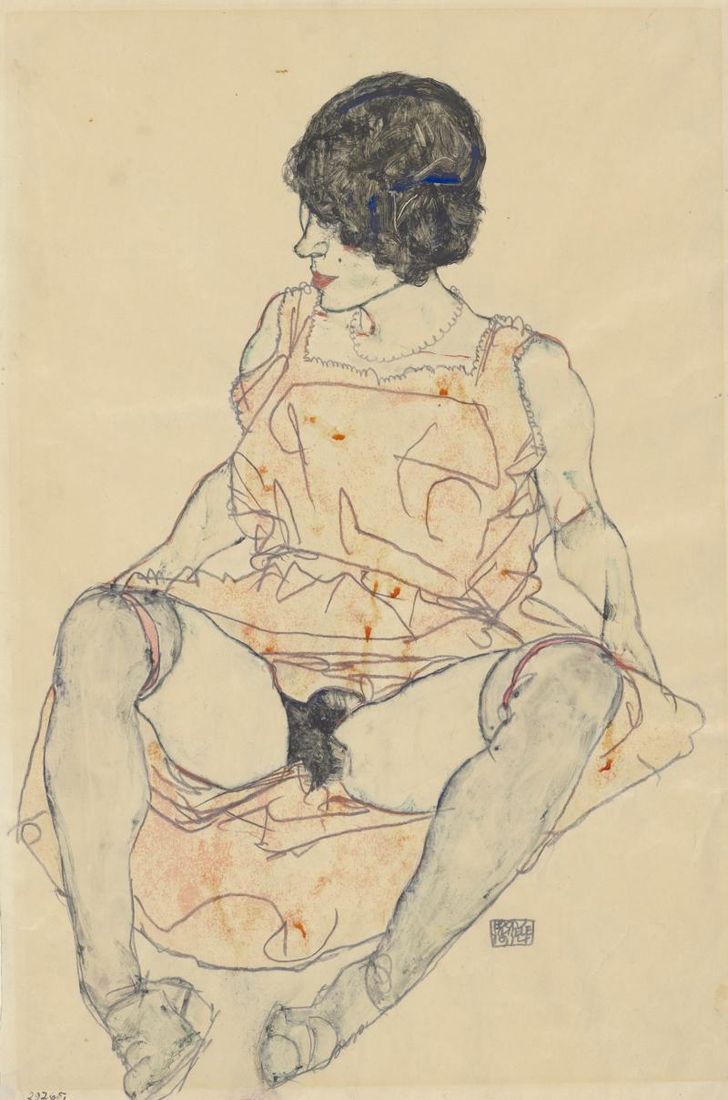 Egon Schiele Selbstbildnis mit herabgezogenem Augenlid, 1910 Albertina, Wien