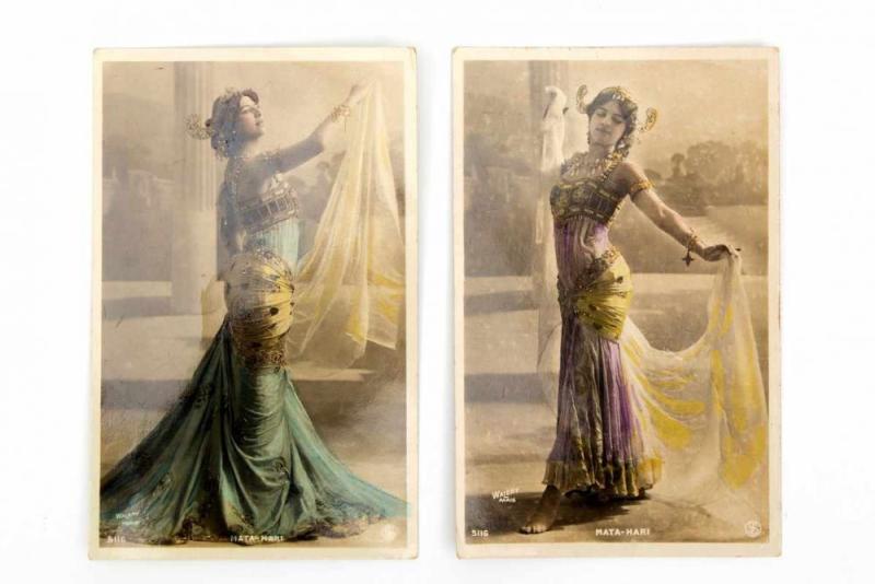 Twee ansichtkaarten met afbeelding van Mata-Hari als danseres, Schätzpreis:	100 - 150 EUR