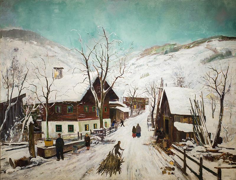 Ernst Huber (1895 - 1969) "Winter in Wagrain" Öl auf Leinwand; signiert, 100 x 131 cm  Zur Verfügung gestellt von: Kunst & Antiquitäten Wimberger