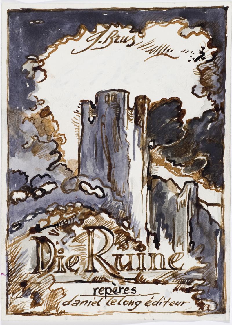 Günter Brus, "Die Ruine", 1984, Schwarze und braune Tusche auf Papier, 35-teilig, je 21 x 15 cm, Privatbesitz