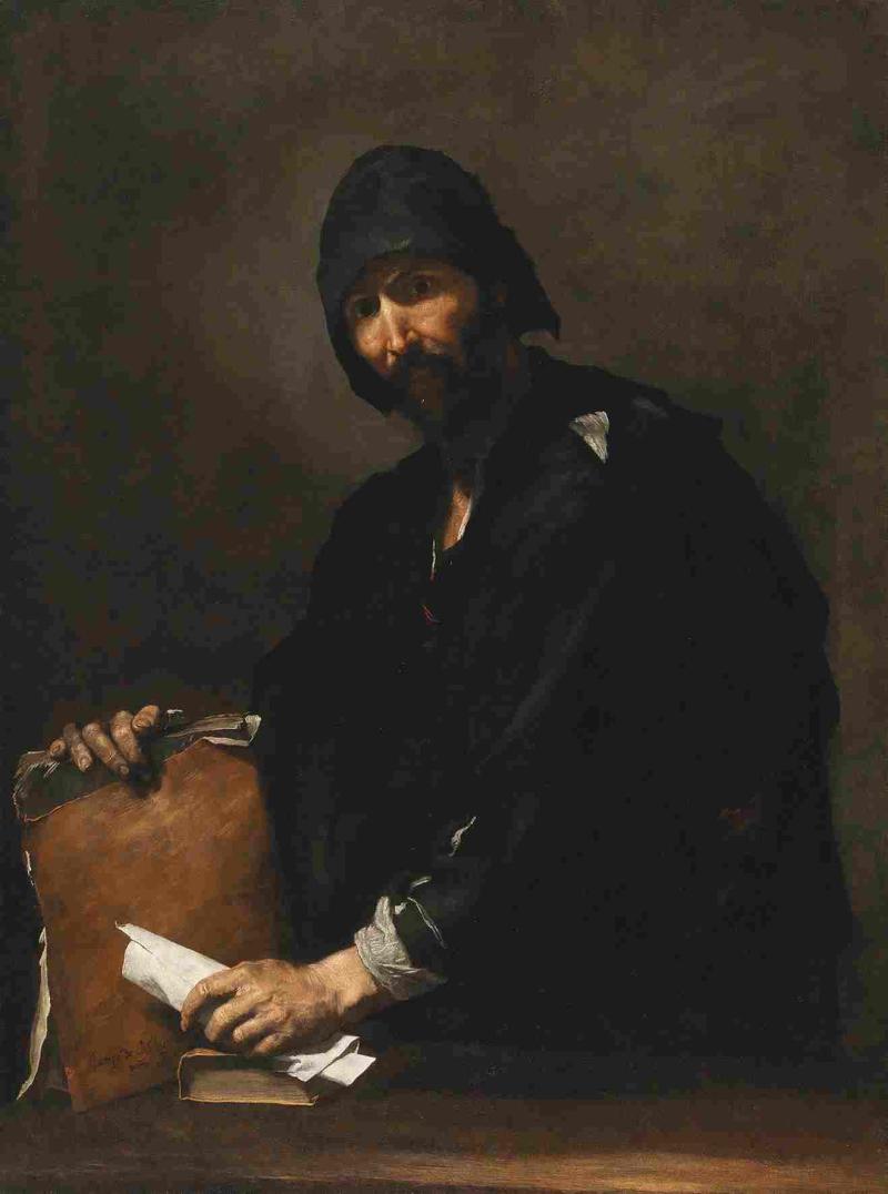 Philosoph von der Straße: Jusepe de Ribera (1591 - 1652) Heraklit, signiert und datiert Jusepe de Ribera es/spanol. F. 1634, Öl auf Leinwand, 125 x 94,5 cm, Schätzwert € 200.000 - 300.000 Auktion 17. Oktober 2017